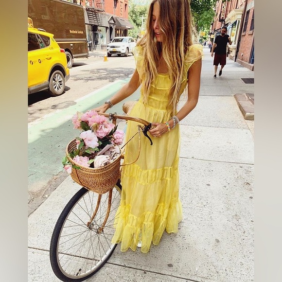 LoveShackFancy Joanne Yellow Maxi Dress - Picture 1 of 10